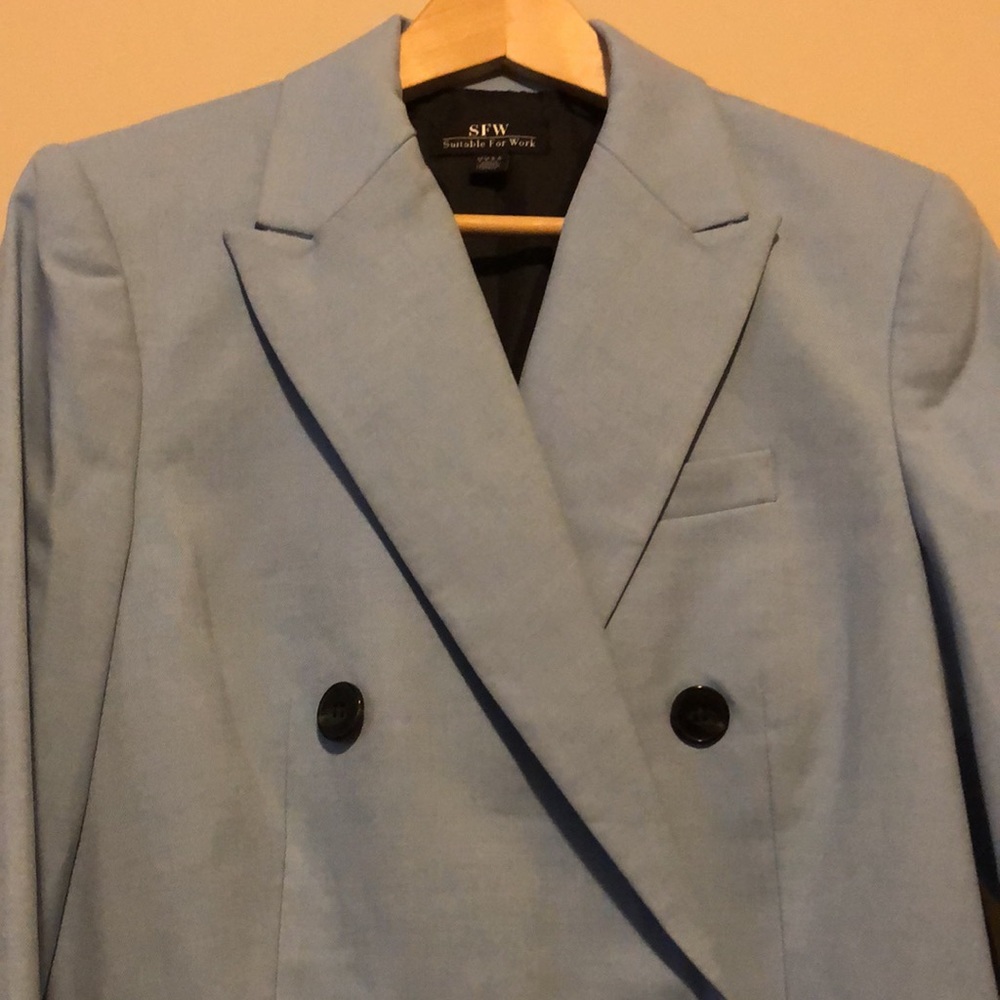 SFW - Baby Blue Double Breasted Blazer